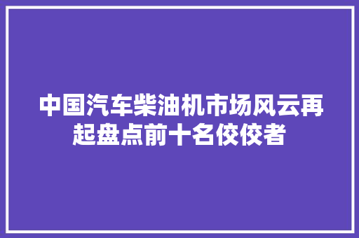 中国汽车柴油机市场风云再起盘点前十名佼佼者