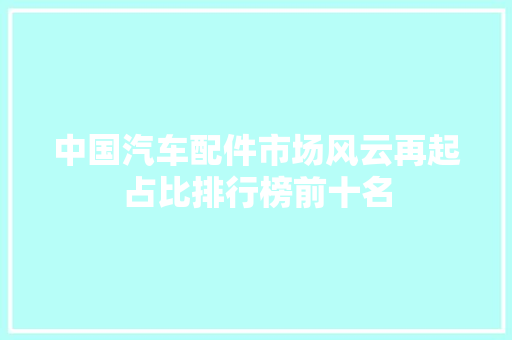 中国汽车配件市场风云再起占比排行榜前十名