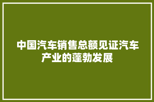 中国汽车销售总额见证汽车产业的蓬勃发展