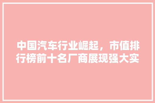 中国汽车行业崛起，市值排行榜前十名厂商展现强大实力
