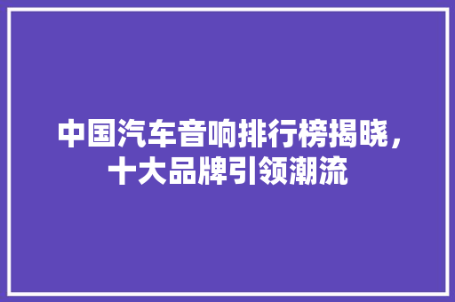中国汽车音响排行榜揭晓，十大品牌引领潮流
