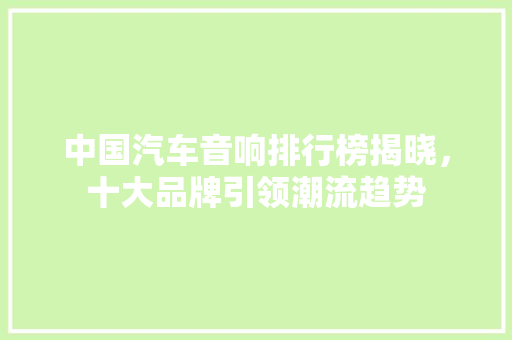 中国汽车音响排行榜揭晓，十大品牌引领潮流趋势
