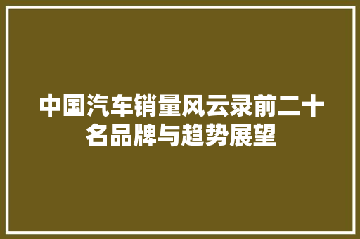 中国汽车销量风云录前二十名品牌与趋势展望