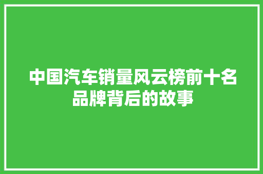中国汽车销量风云榜前十名品牌背后的故事