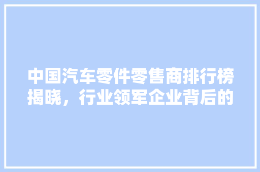 中国汽车零件零售商排行榜揭晓，行业领军企业背后的秘密