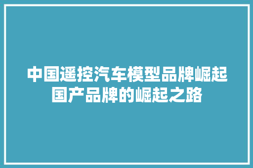 中国遥控汽车模型品牌崛起国产品牌的崛起之路