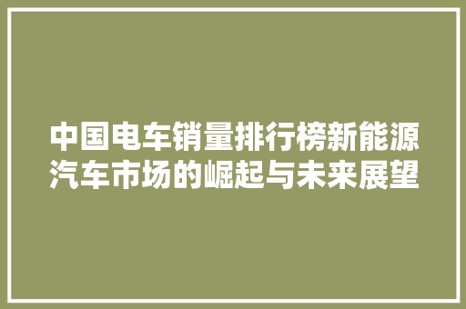 中国电车销量排行榜新能源汽车市场的崛起与未来展望