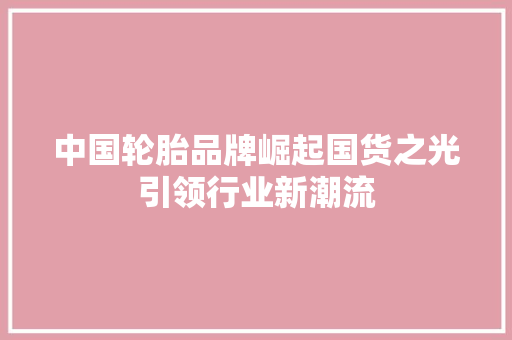 中国轮胎品牌崛起国货之光引领行业新潮流