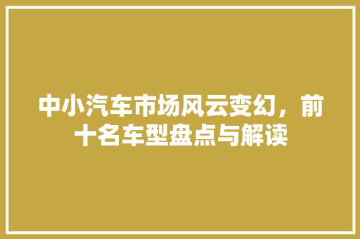 中小汽车市场风云变幻，前十名车型盘点与解读