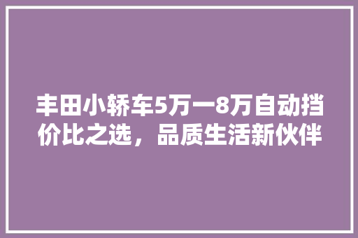 丰田小轿车5万一8万自动挡价比之选，品质生活新伙伴