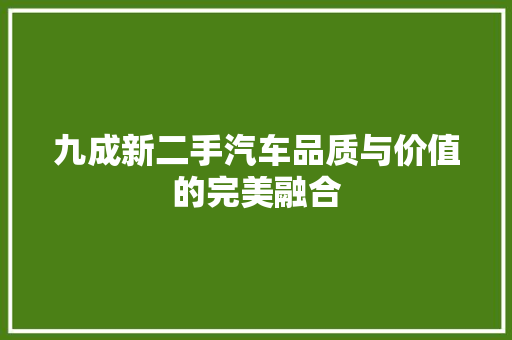 九成新二手汽车品质与价值的完美融合