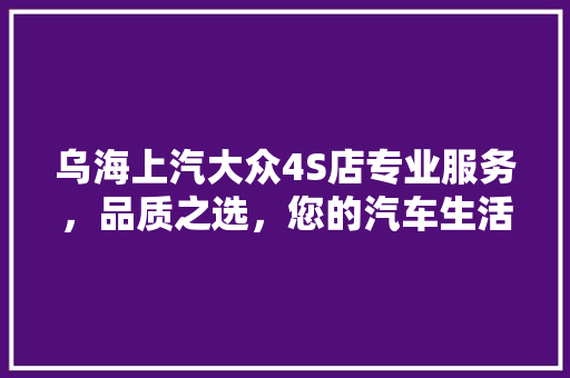 乌海上汽大众4S店专业服务，品质之选，您的汽车生活新伙伴