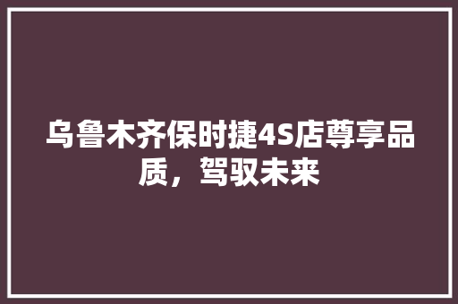 乌鲁木齐保时捷4S店尊享品质，驾驭未来