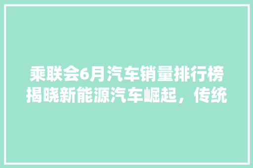 乘联会6月汽车销量排行榜揭晓新能源汽车崛起，传统车企面临挑战