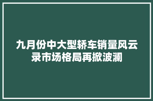 九月份中大型轿车销量风云录市场格局再掀波澜