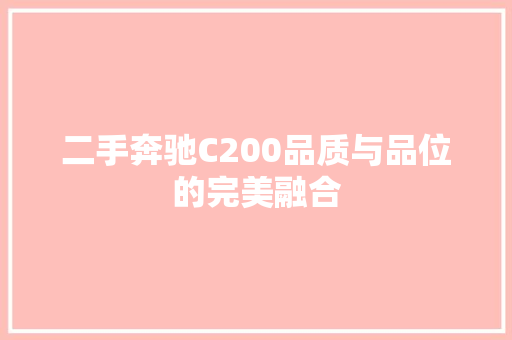 二手奔驰C200品质与品位的完美融合