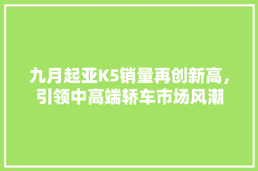 九月起亚K5销量再创新高，引领中高端轿车市场风潮