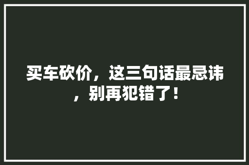 买车砍价，这三句话最忌讳，别再犯错了！