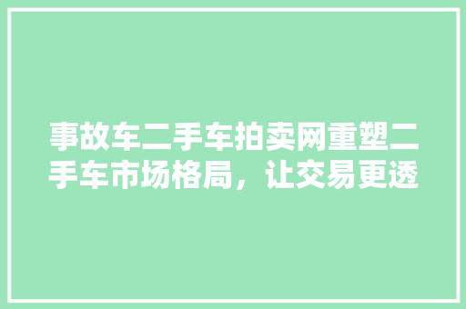 事故车二手车拍卖网重塑二手车市场格局，让交易更透明、更便捷