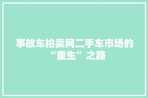 事故车拍卖网二手车市场的“重生”之路