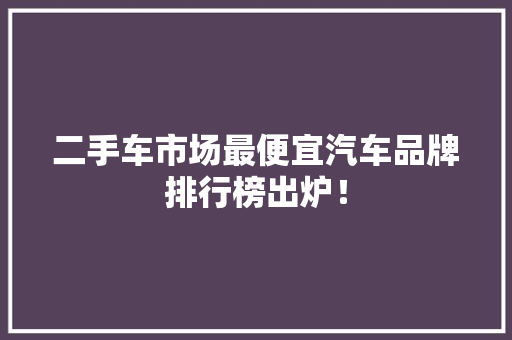 二手车市场最便宜汽车品牌排行榜出炉！