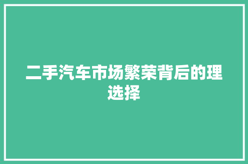 二手汽车市场繁荣背后的理选择