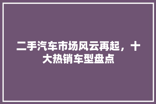 二手汽车市场风云再起，十大热销车型盘点