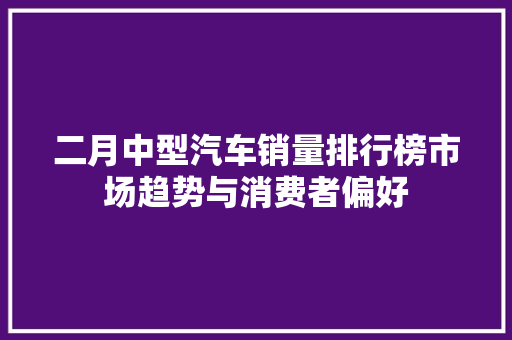 二月中型汽车销量排行榜市场趋势与消费者偏好