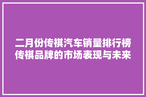 二月份传祺汽车销量排行榜传祺品牌的市场表现与未来展望