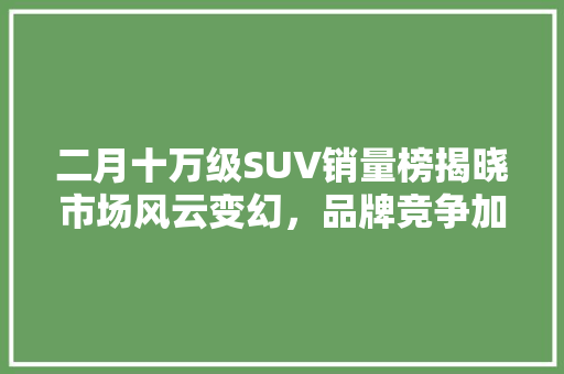 二月十万级SUV销量榜揭晓市场风云变幻，品牌竞争加剧