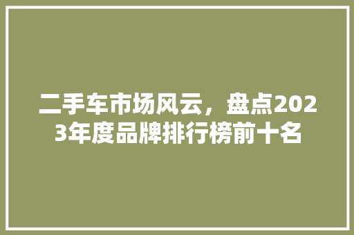 二手车市场风云，盘点2023年度品牌排行榜前十名