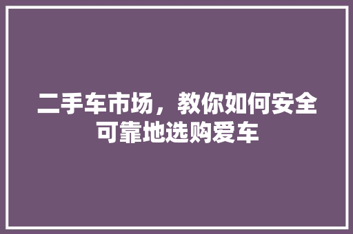 二手车市场，教你如何安全可靠地选购爱车