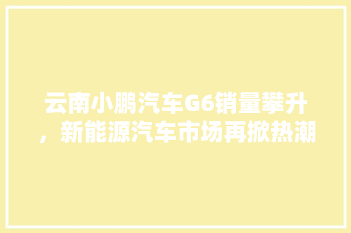 云南小鹏汽车G6销量攀升，新能源汽车市场再掀热潮