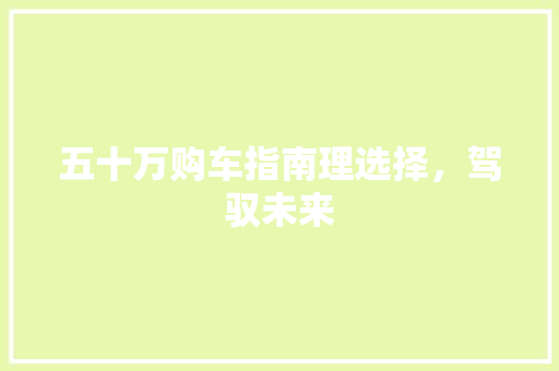 五十万购车指南理选择，驾驭未来