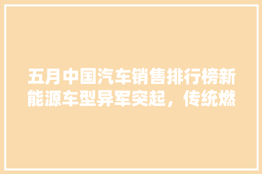 五月中国汽车销售排行榜新能源车型异军突起，传统燃油车面临挑战