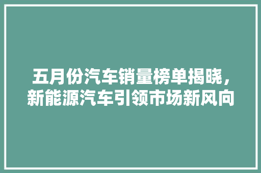 五月份汽车销量榜单揭晓，新能源汽车引领市场新风向
