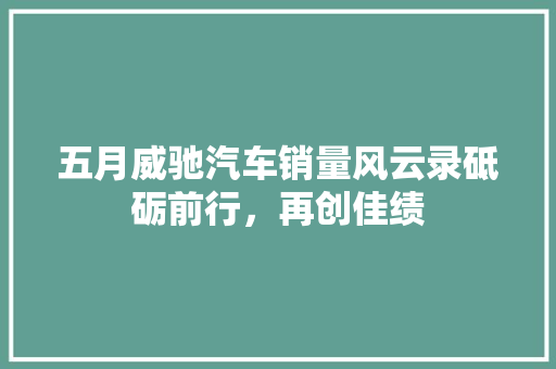 五月威驰汽车销量风云录砥砺前行，再创佳绩