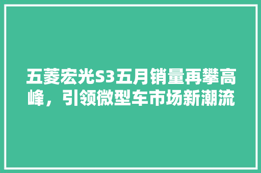 五菱宏光S3五月销量再攀高峰，引领微型车市场新潮流