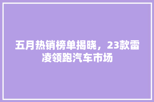 五月热销榜单揭晓，23款雷凌领跑汽车市场