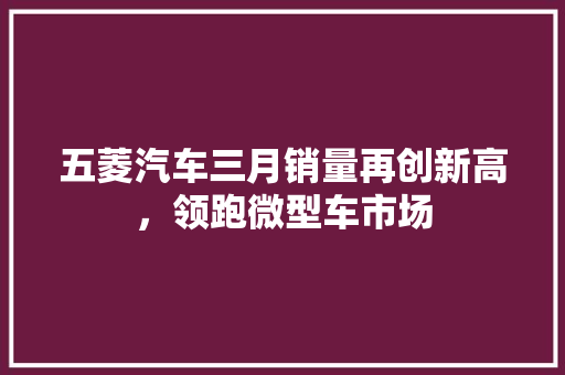 五菱汽车三月销量再创新高，领跑微型车市场