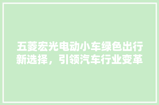 五菱宏光电动小车绿色出行新选择，引领汽车行业变革