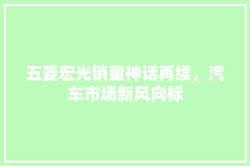 五菱宏光销量神话再续，汽车市场新风向标