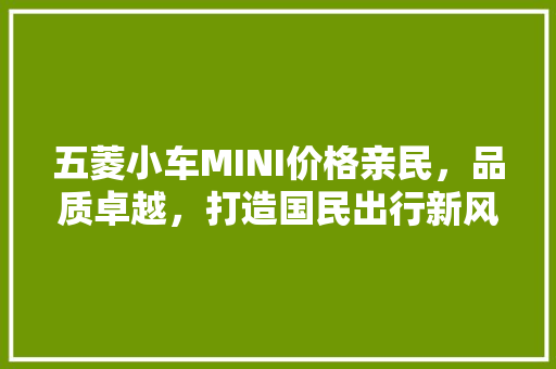 五菱小车MINI价格亲民，品质卓越，打造国民出行新风尚