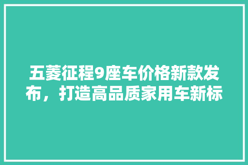 五菱征程9座车价格新款发布，打造高品质家用车新标杆