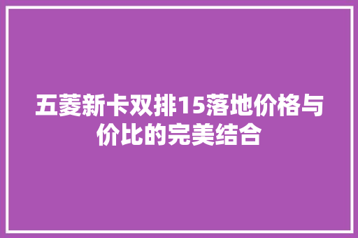 五菱新卡双排15落地价格与价比的完美结合
