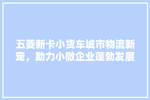 五菱新卡小货车城市物流新宠，助力小微企业蓬勃发展