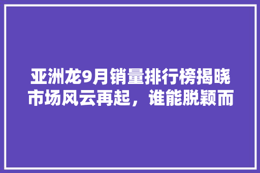 亚洲龙9月销量排行榜揭晓市场风云再起，谁能脱颖而出