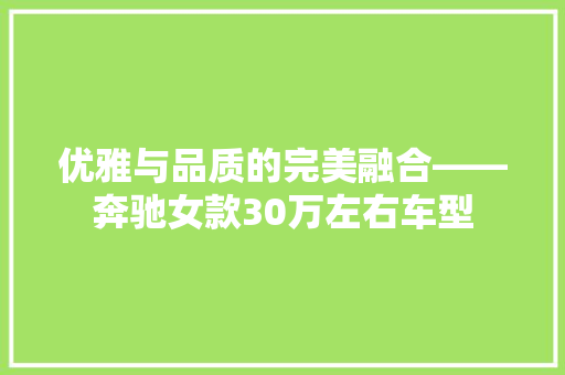 优雅与品质的完美融合——奔驰女款30万左右车型