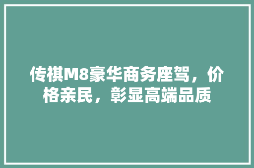 传祺M8豪华商务座驾，价格亲民，彰显高端品质