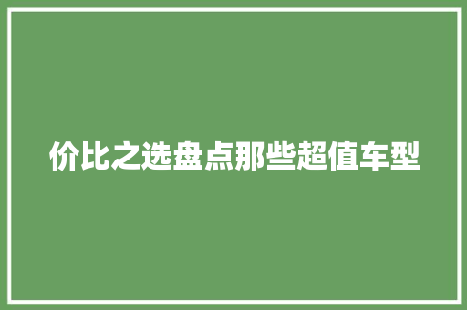 价比之选盘点那些超值车型